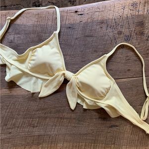 Yellow ribbed bikini top